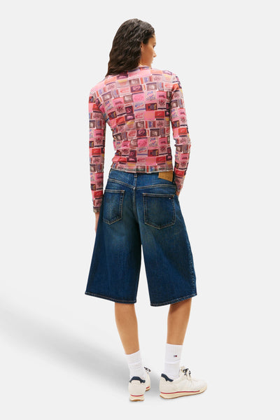 Multikleuren T-shirt met lange mouwen van TOMMY JEANS, met all-over print.