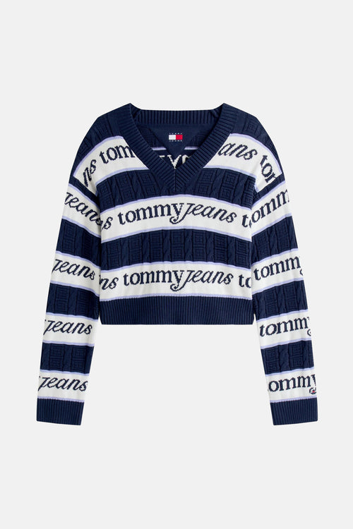 Pull met V-hals - blauw