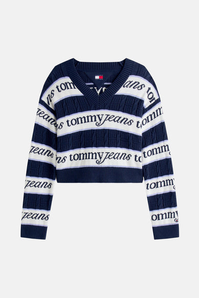 Pull met V-hals - blauw