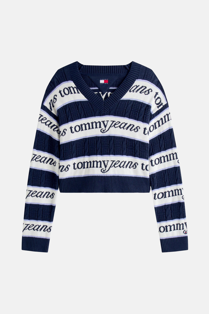 Pull met V-hals - blauw