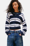 Pull met V-hals - blauw