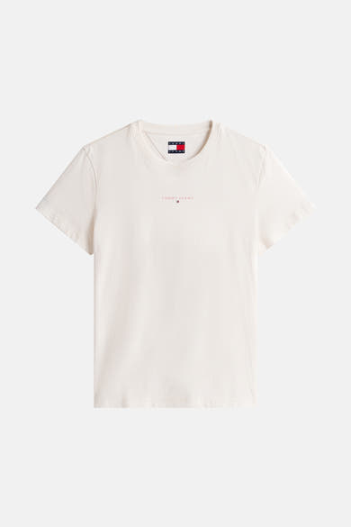 Wit T-shirt met korte mouwen van Tommy Jeans, met het merklogo op de voorkant.