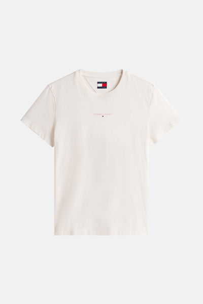 Wit T-shirt met korte mouwen van Tommy Jeans, met het merklogo op de voorkant.