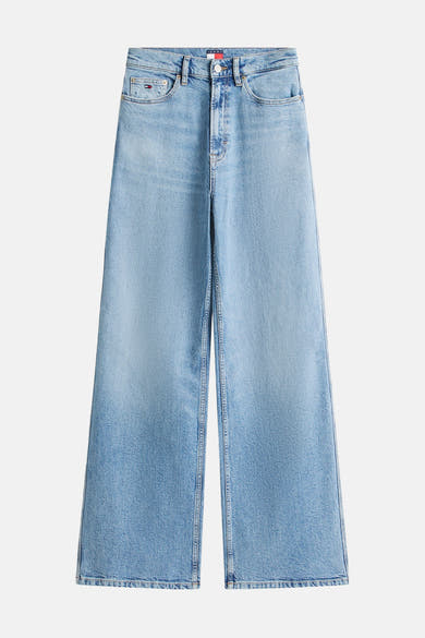 Jean large en denim bleu moyen de TOMMY JEANS, coupe ample avec poches classiques.