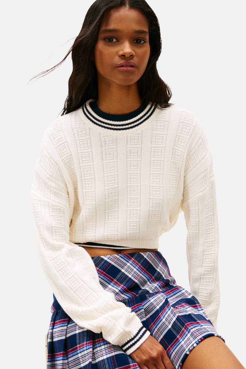 Pull met ronde hals - wit