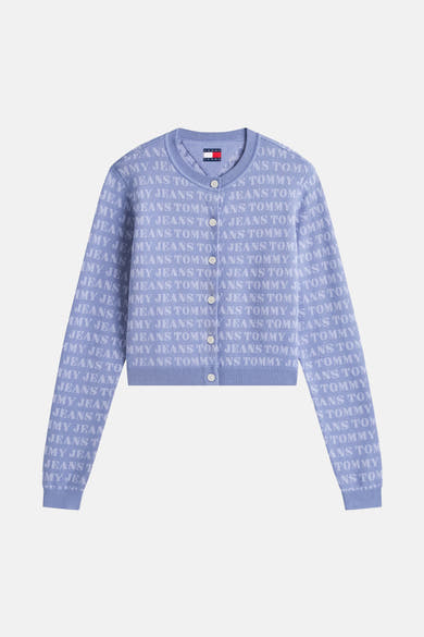 Mauve gebreid vest van TOMMY JEANS, met all-over logoprint.