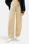 Beige broek van TOMMY JEANS met een rechte pasvorm en een leren logolabel aan de achterkant.