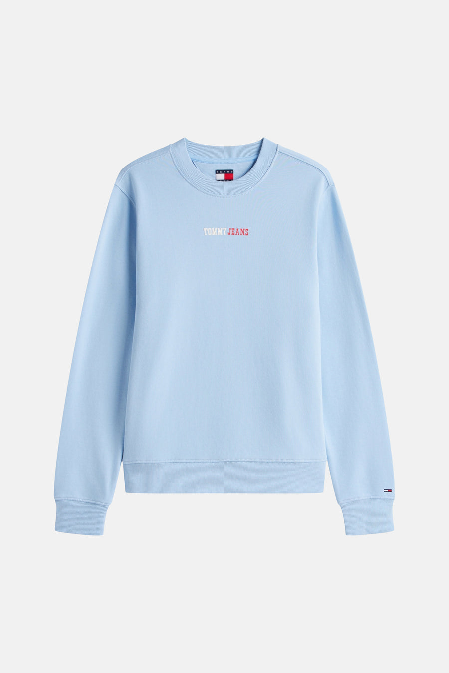 Sweat bleu de TOMMY JEANS, avec col rond et logo de la marque brodé sur le devant.