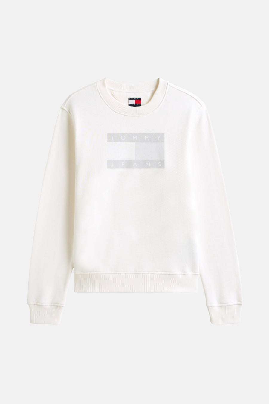 Ecru sweatshirt van TOMMY JEANS met grafisch logo gecentreerd op de borst.
