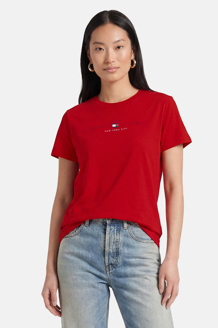 Top uni manches courtes rouge - TOMMY JEANS
