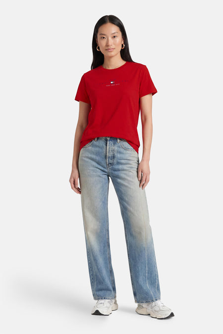 Top uni manches courtes rouge - TOMMY JEANS