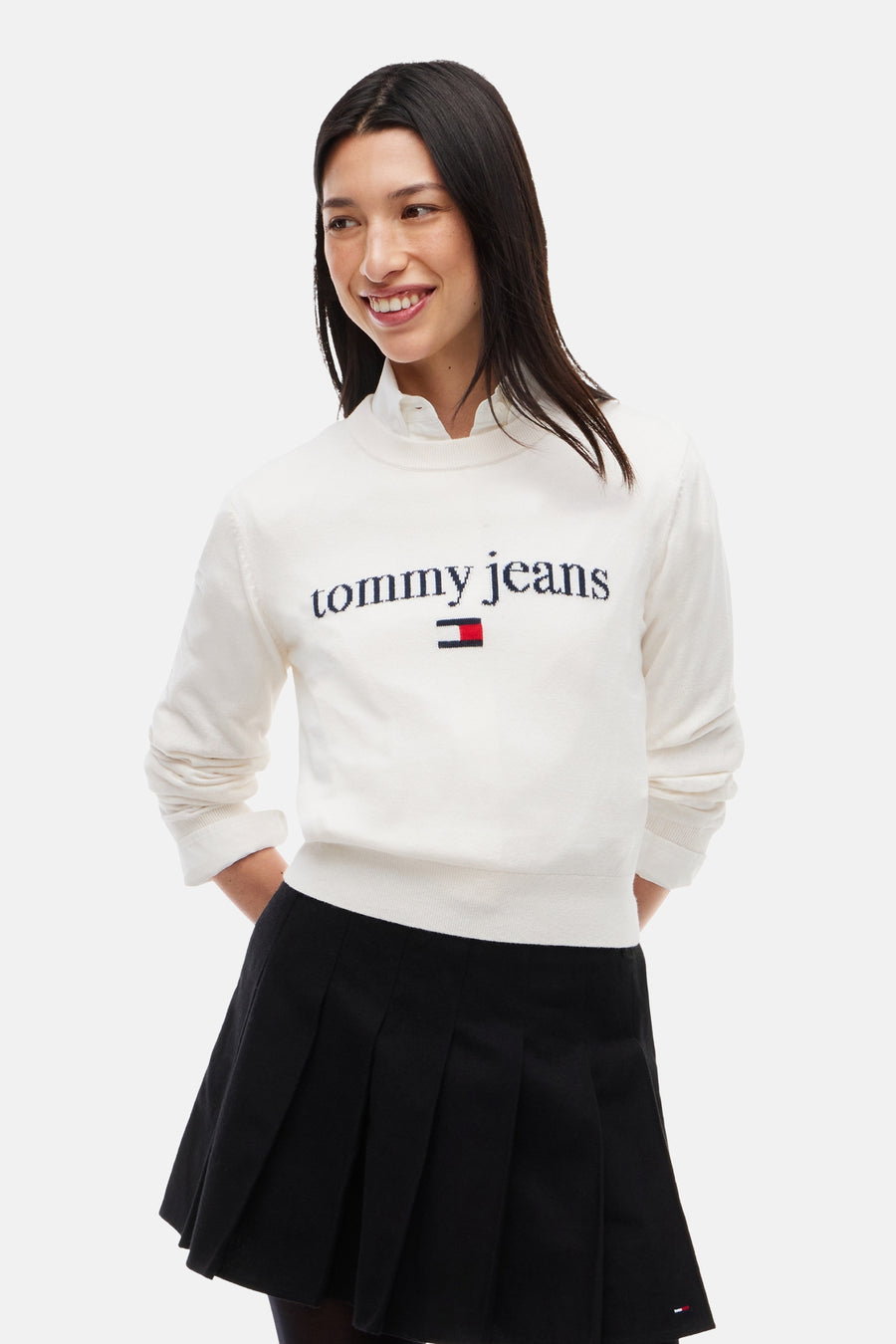Pull col O - blanc