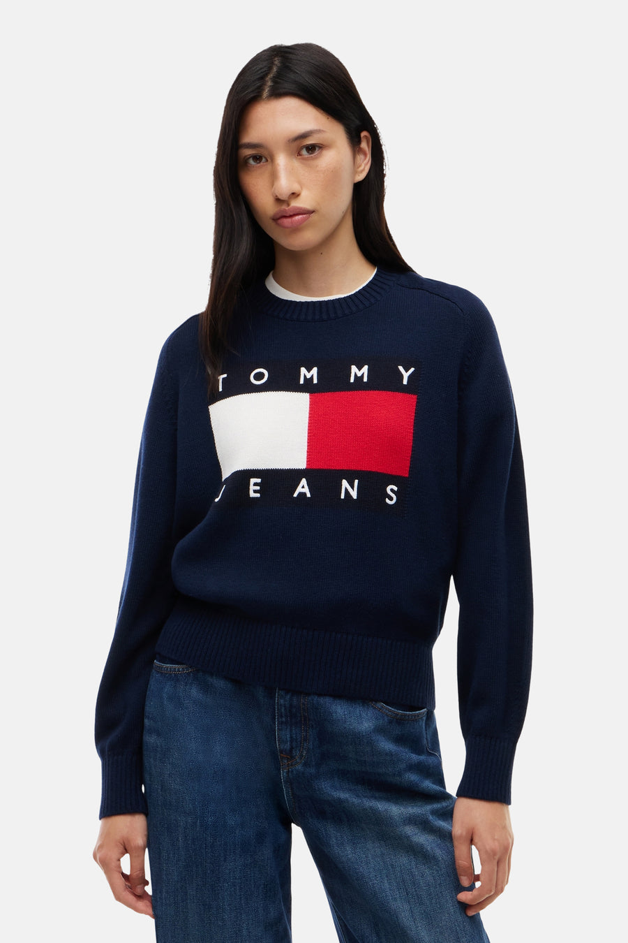 Pull col rond bleu - TOMMY JEANS