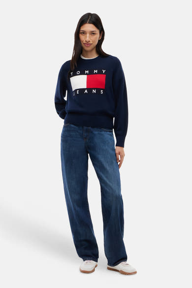 Pull col rond bleu - TOMMY JEANS