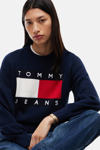 Pull col rond bleu - TOMMY JEANS