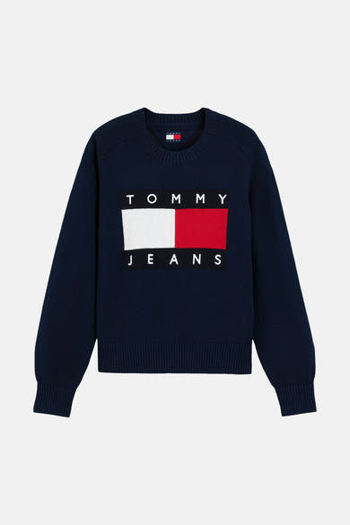 Pull col rond bleu - TOMMY JEANS