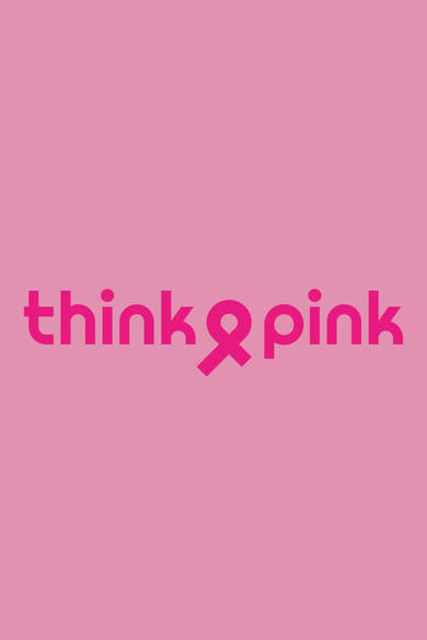 Message de sensibilisation rose « think pink » de POINTCARRE, avec un ruban de sensibilisation au cancer du sein intégré.
