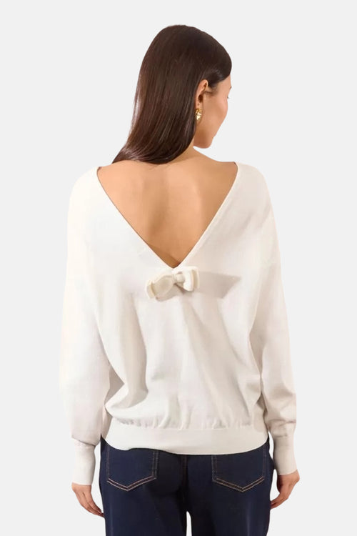Pull à col en V - Blanc