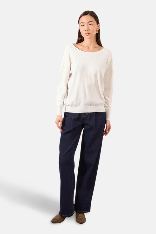 Pull à col en V - Blanc