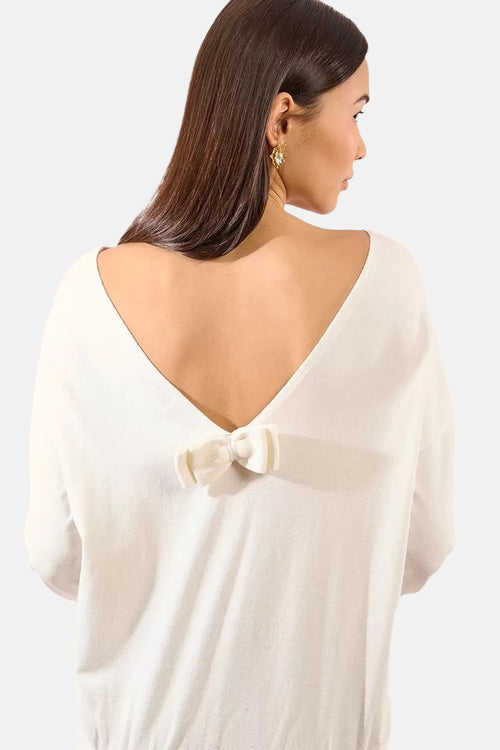 Pull à col en V - Blanc