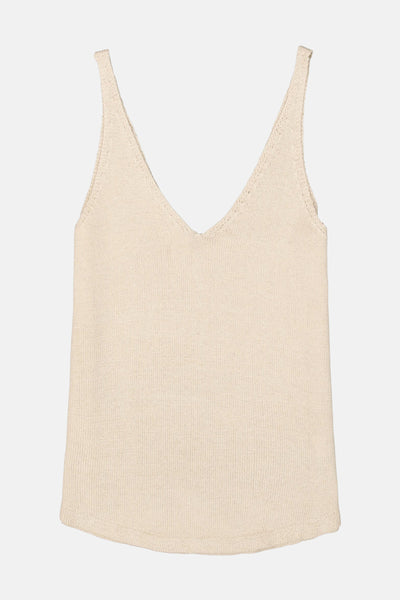 Débardeur beige de GARCIA, en tricot fin avec encolure en V.