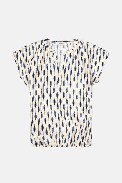 GARCIA meerkleurig T-shirt met korte mouwen, met een blauw en zwart ruitpatroon.