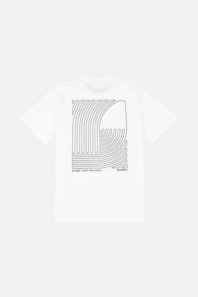 Witte T-shirt met korte mouwen van GARCIA, met een zwarte grafische print op de rug.