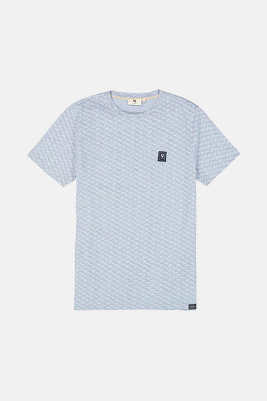 Blauw T-shirt met korte mouwen van GARCIA, met textuurprint en logo op de borst.