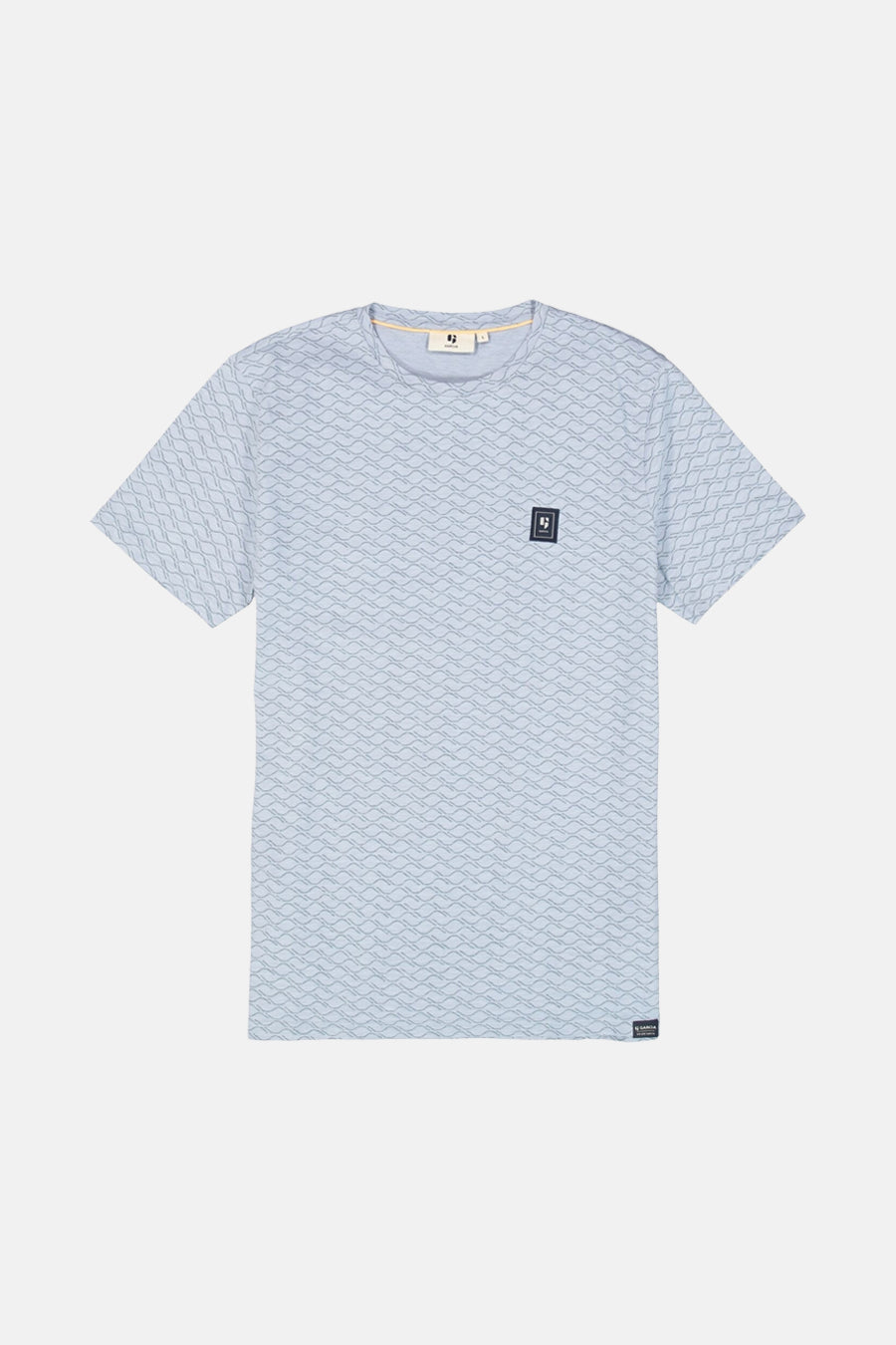 Blauw T-shirt met korte mouwen van GARCIA, met textuurprint en logo op de borst.
