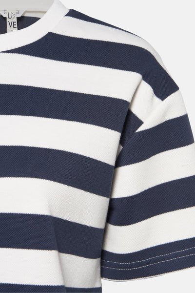 Blauw-wit gestreept T-shirt met korte mouwen van ZABAIONE, van katoenen jersey.