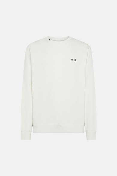 Ecru ronde hals sweatshirt van SUN 68 met een klein geborduurd logo.