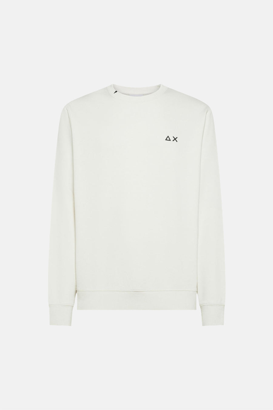 Ecru ronde hals sweatshirt van SUN 68 met een klein geborduurd logo.