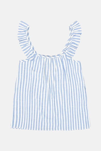 T-shirt bleu à rayures de GARCIA avec des volants aux épaules.