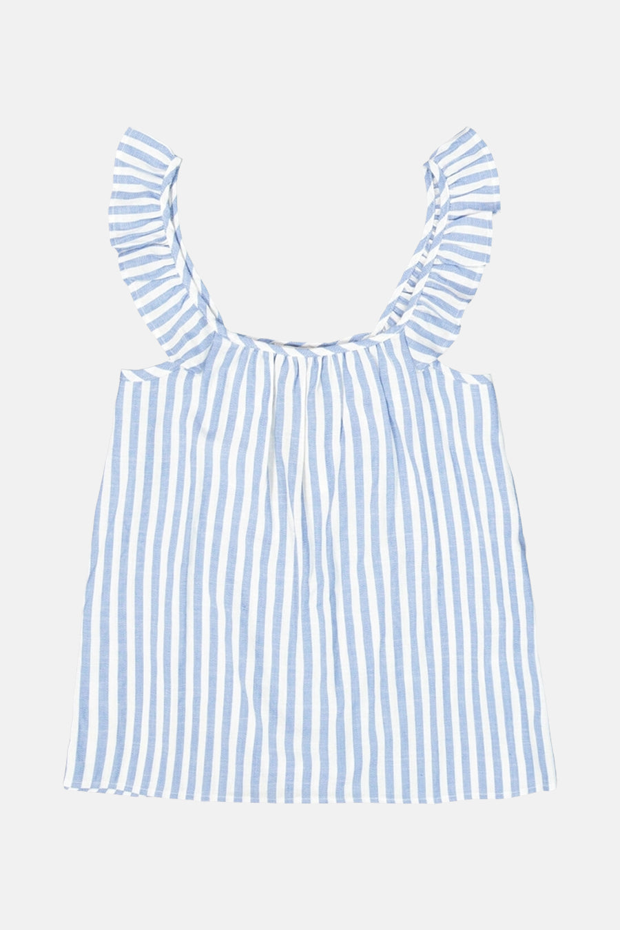 T-shirt bleu à rayures de GARCIA avec des volants aux épaules.