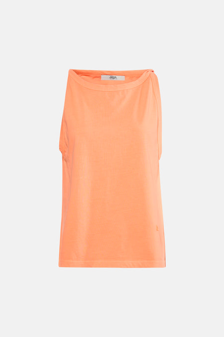 T-shirt orange uni manche courte de Le Temps des Cerises, coupe décontractée avec petite broderie.