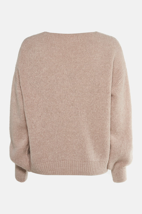 Pull met V-hals - beige