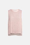 Roze mouwloze blouse van AMÉLIE ET AMÉLIE, van doorschijnend bloemenkant.