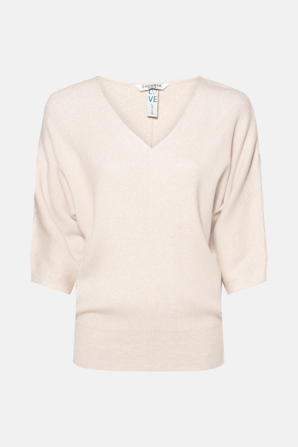 Pull col V Beige - ZABAIONE
