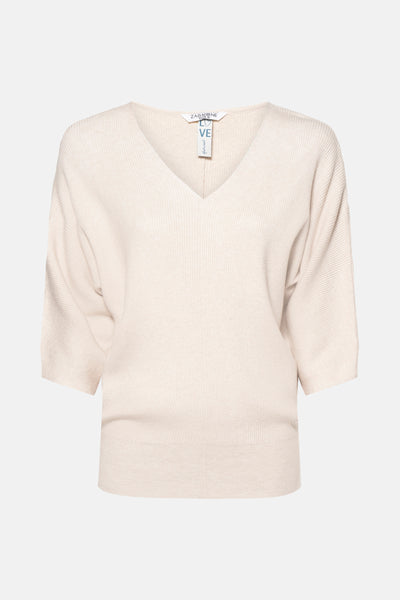 Pull col V Beige - ZABAIONE
