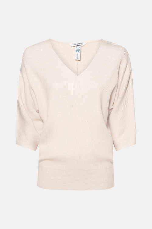 Pull col V Beige - ZABAIONE