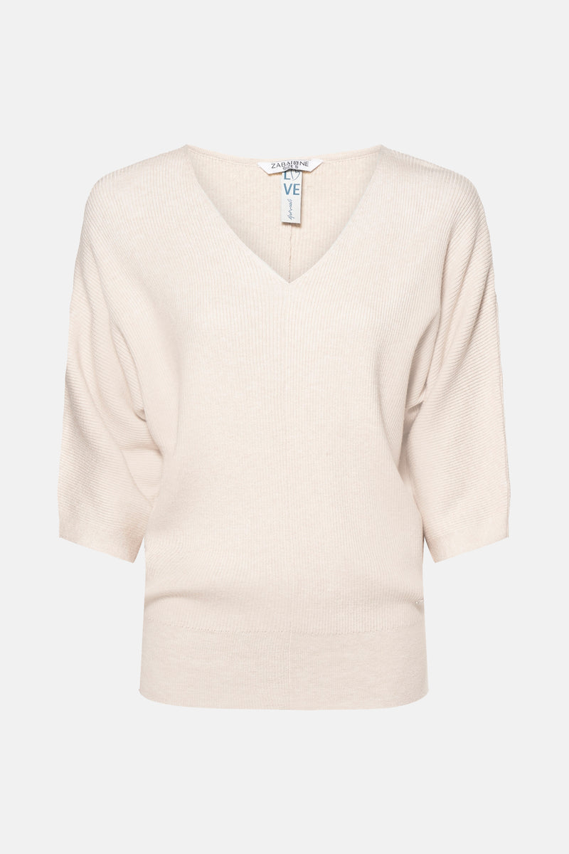 Pull à col en V - beige