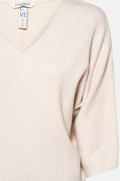 Pull col V Beige - ZABAIONE