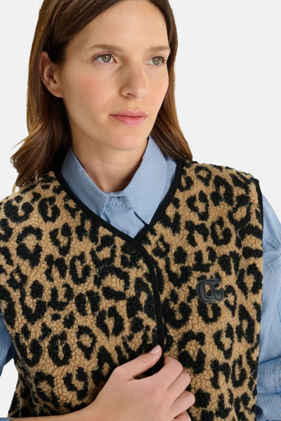 Moufloos mouwloos vest van imitatiebont in meerkleurig met luipaardprint van Le Temps des Cerises.