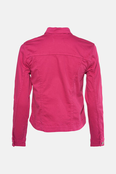 Veste courte rose de Le Temps des Cerises, vue de dos, avec détails de couture.