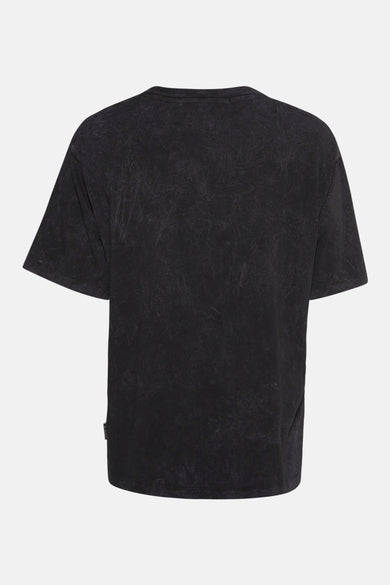 Zwart T-shirt met korte mouwen van Le Temps des Cerises met een verweerd effect, achterkant.