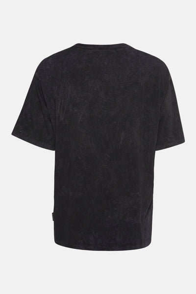 Zwart T-shirt met korte mouwen van Le Temps des Cerises met een verweerd effect, achterkant.