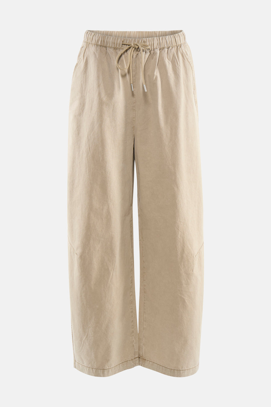 Pantalon beige de ADORE, avec une taille élastique et cordon de serrage, coupe ample.