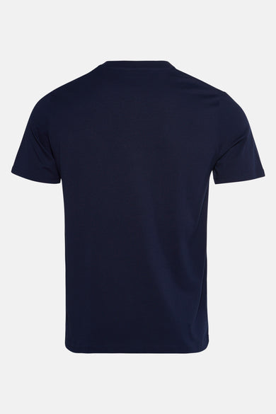 Blauwe T-shirt met korte mouwen van STROM, met korte mouwen en een ronde hals.