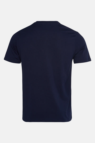 Blauwe T-shirt met korte mouwen van STROM, met korte mouwen en een ronde hals.