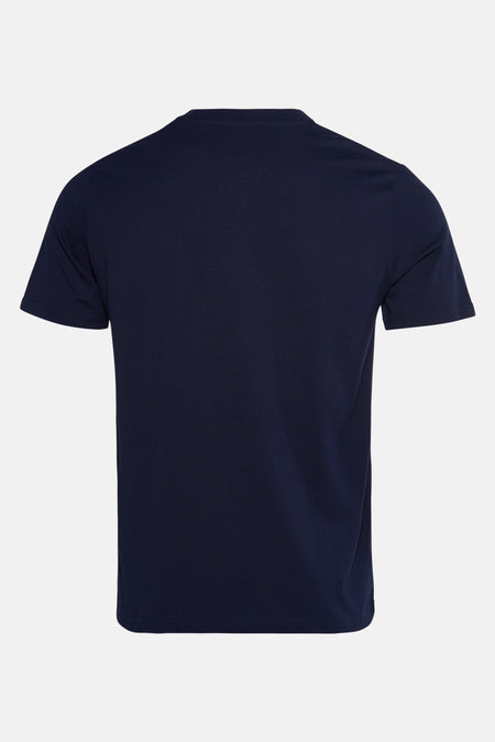 Blauwe T-shirt met korte mouwen van STROM, met korte mouwen en een ronde hals.